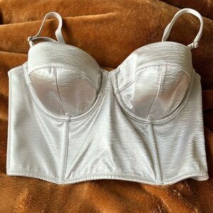 Victoria’s Secret Silver Satin Bustier Bra Top NWT